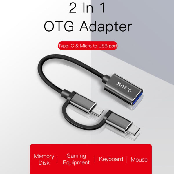 YESIDO GS02 2-in-1 Type-C & Micro to USB OTG Adapter