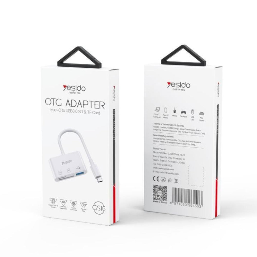 YESIDO GS16 3-in-1 Type-C OTG Card Reader Adapter