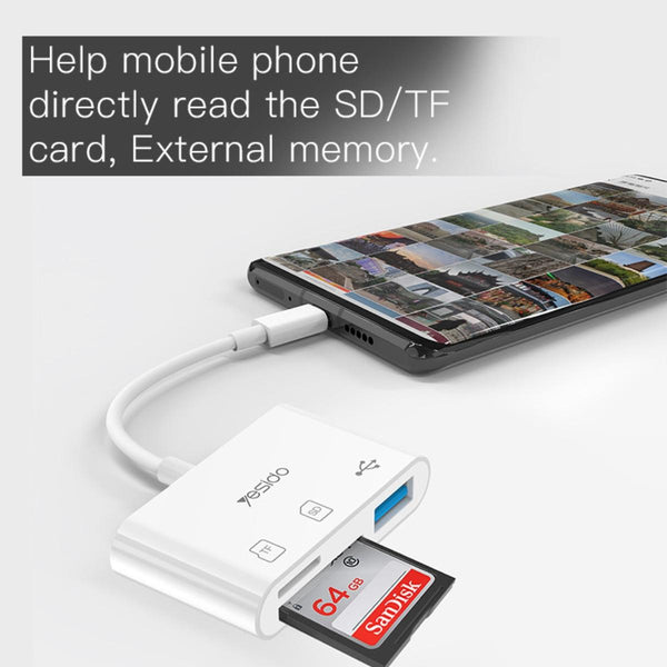 YESIDO GS16 3-in-1 Type-C OTG Card Reader Adapter