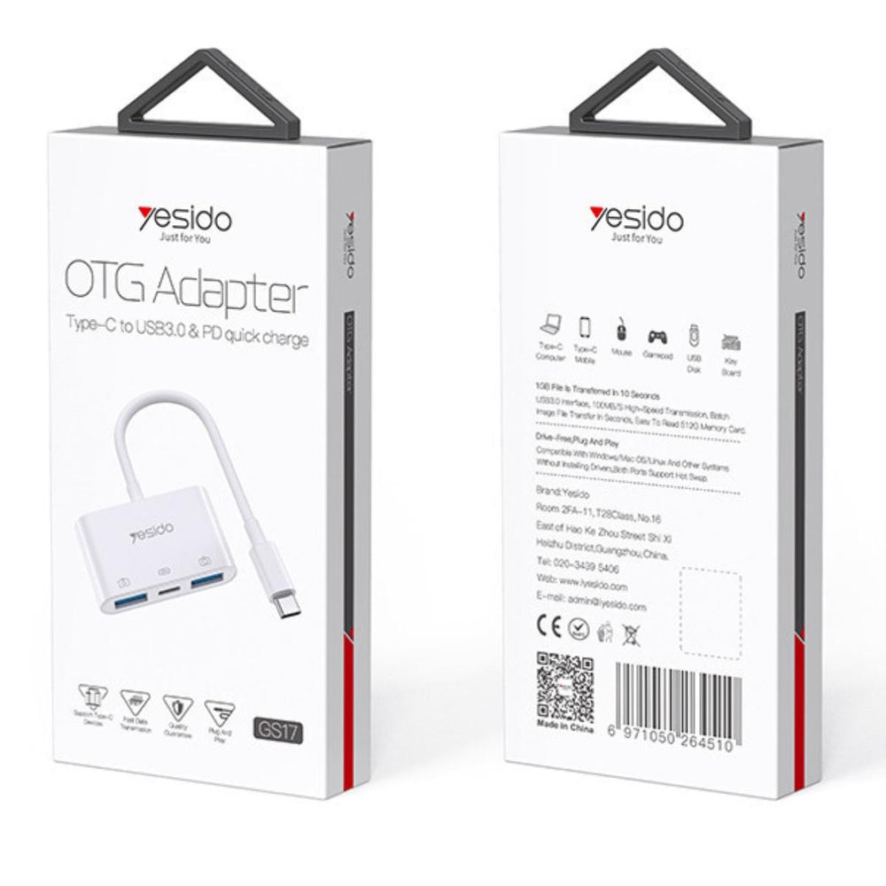 GS17 3 In 1 Type C Otg Adapter Connector Usb Fast Charger Splitter Female To Male Converter Cable