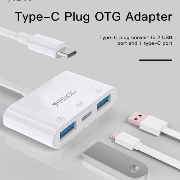 GS17 3 In 1 Type C Otg Adapter Connector Usb Fast Charger Splitter Female To Male Converter Cable