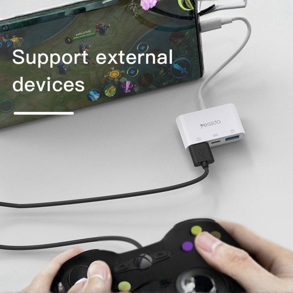 GS17 3 In 1 Type C Otg Adapter Connector Usb Fast Charger Splitter Female To Male Converter Cable