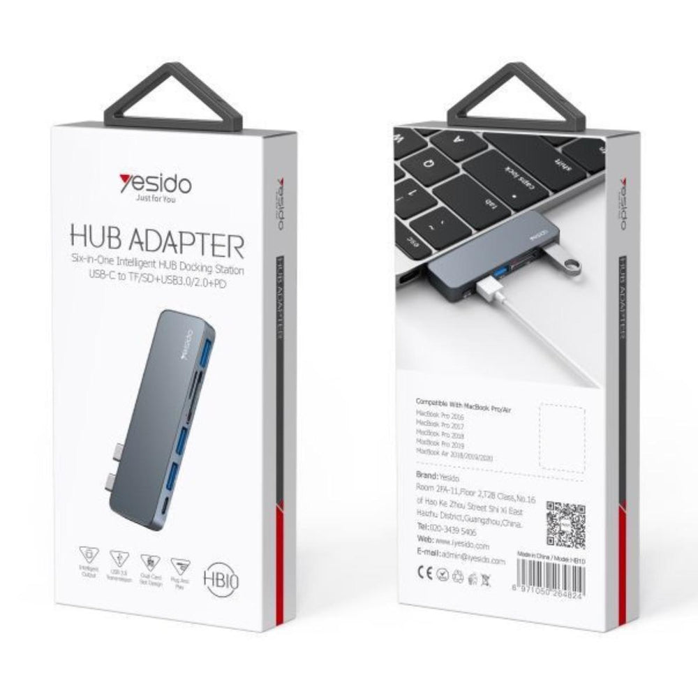 YESIDO HB10 6-in-1 Dual Type-C USB Hub