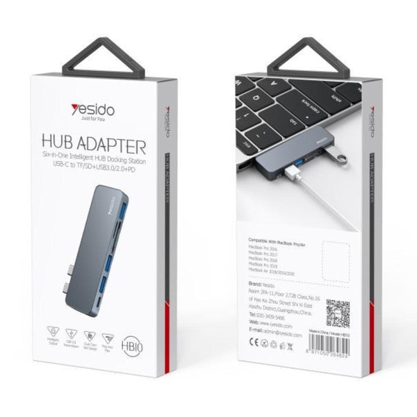 YESIDO HB10 6-in-1 Dual Type-C USB Hub
