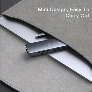 YESIDO HB11 6-in-1 Type-C Aluminum Alloy USB Hub