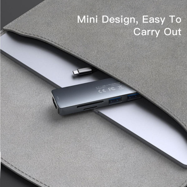 YESIDO HB11 6-in-1 Type-C Aluminum Alloy USB Hub