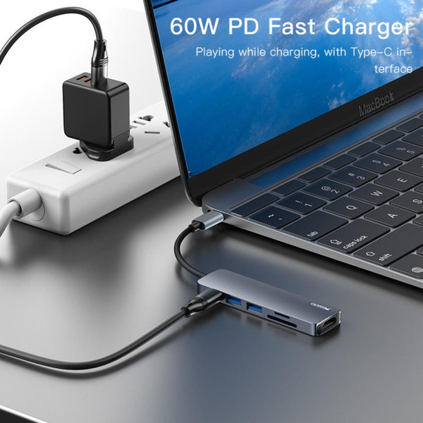YESIDO HB11 6-in-1 Type-C Aluminum Alloy USB Hub