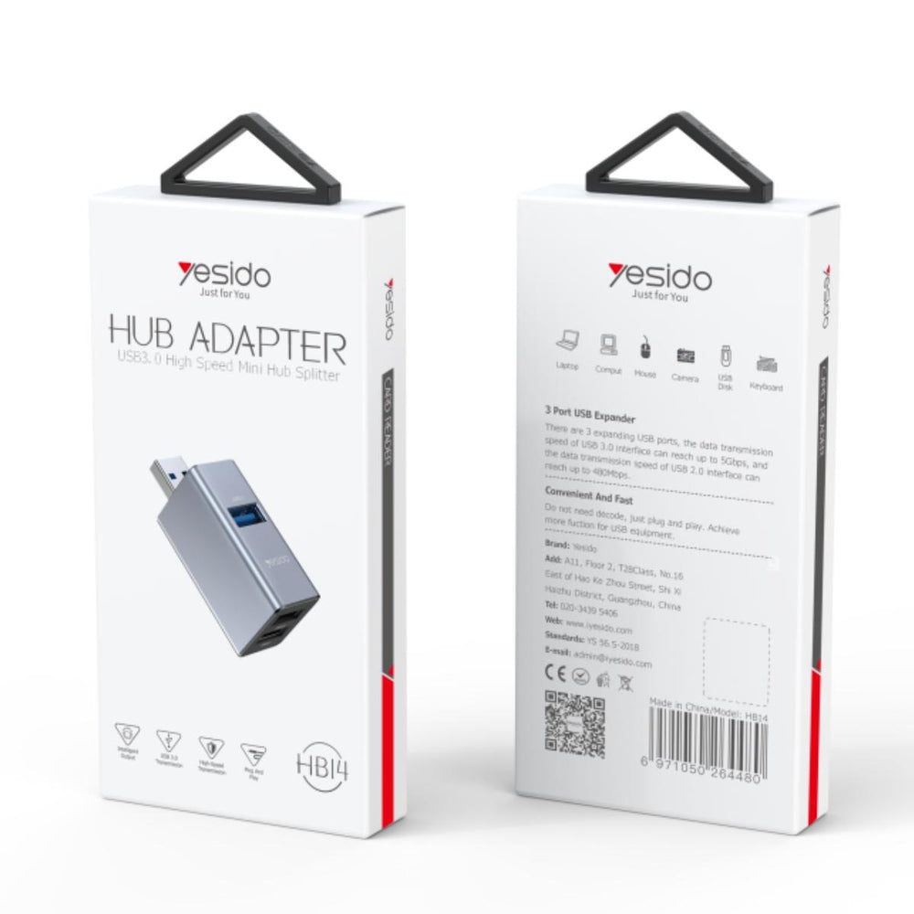 YESIDO HB14 3-in-1 USB Multi-Port Hub