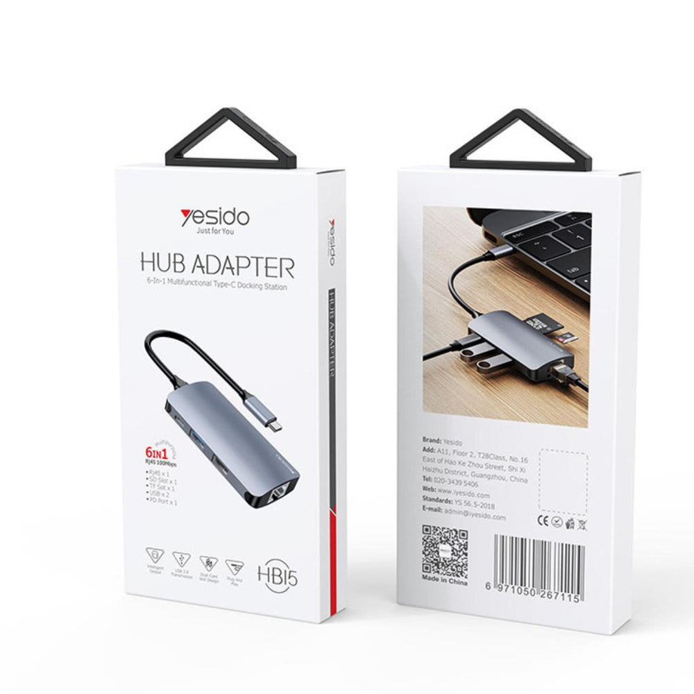 YESIDO HB15 6-in-1 Type-C Multi-Function USB Hub