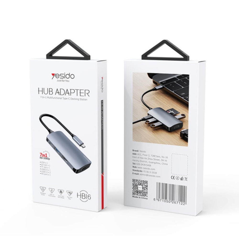 YESIDO HB16 7-in-1 Type-C Multi-Port USB Hub