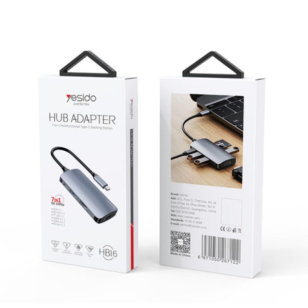 YESIDO HB16 7-in-1 Type-C Multi-Port USB Hub