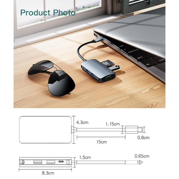 YESIDO HB16 7-in-1 Type-C Multi-Port USB Hub