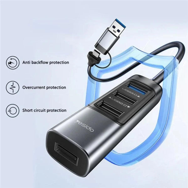 YESIDO HB20 5-in-2 USB Hub Adapter