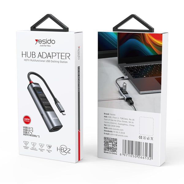 YESIDO HB22 Type-C USB Hub with 4K HDMI and PD Charging