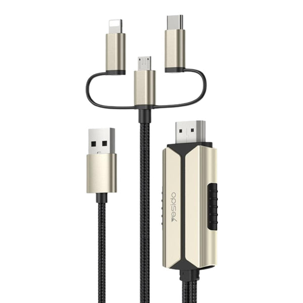 YESIDO HM14 Max 3-in-1 Lightning/Micro/Type-C to HDMI Cable