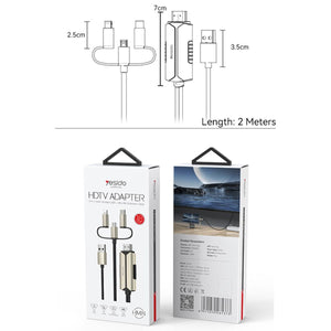 YESIDO HM14 Max 3-in-1 Lightning/Micro/Type-C to HDMI Cable