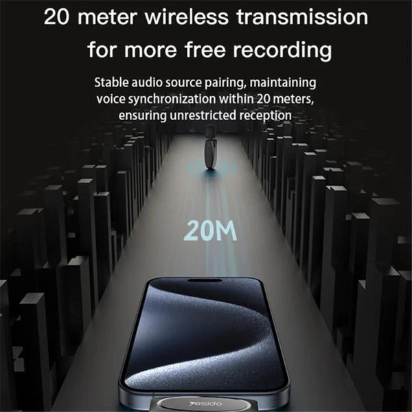 YESIDO KR12 Wireless Mini Lavalier Mic for iPhone/iPad
