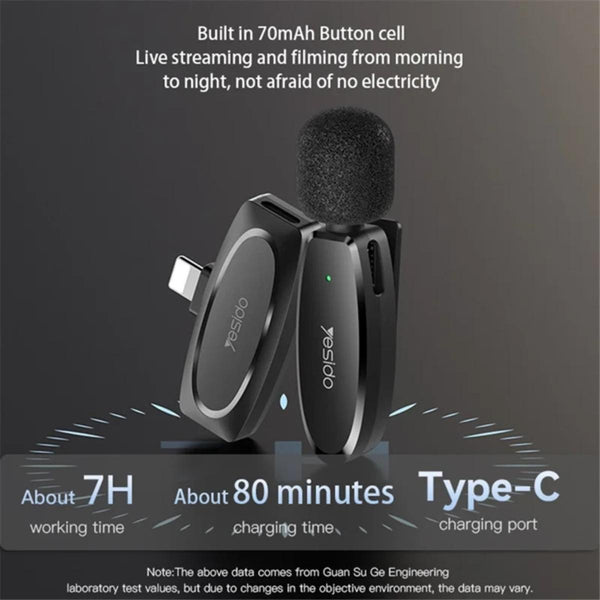 YESIDO KR13 Dual Wireless Lavalier Mic for Type-C Devices