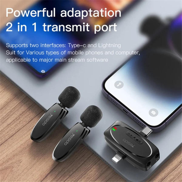 YESIDO KR15 3-in-1 Wireless Lavalier Mic System