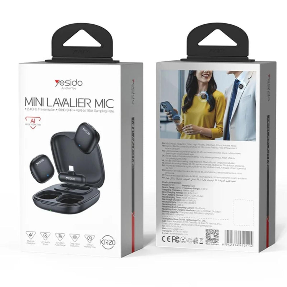 YESIDO KR20 AI Wireless Lavalier Mic for iOS