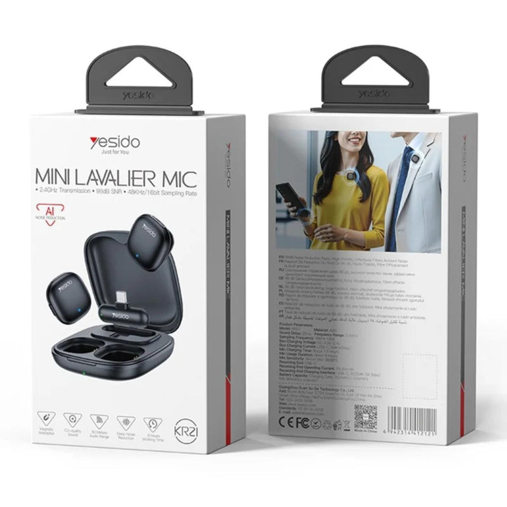 YESIDO KR21 AI Noise-Canceling Wireless Lavalier Mic