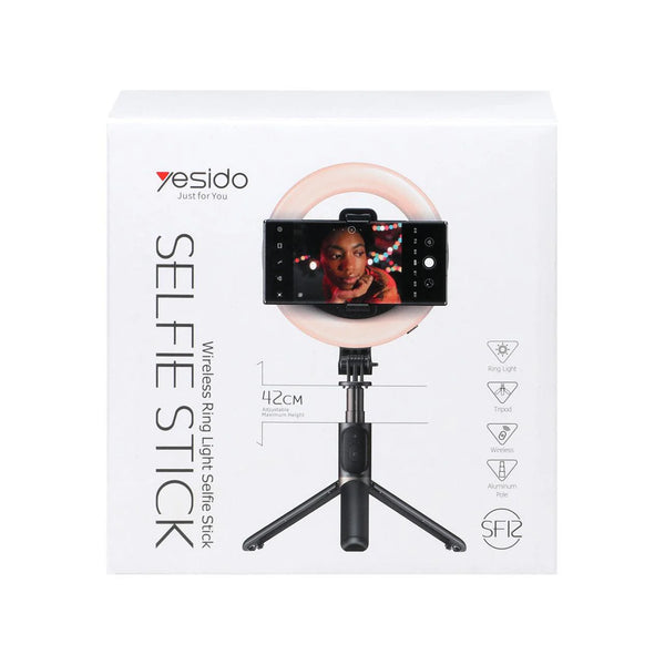 Yesido SF12 Selfie Stick with 9" Ring Light