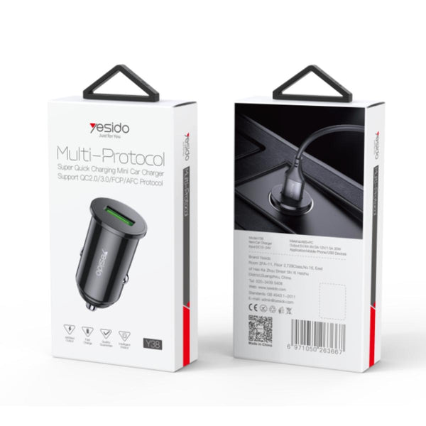 YESIDO Y38 USB Fast Charge Car Power Adapter