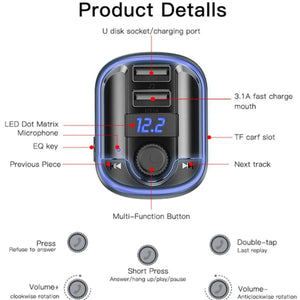 YESIDO Y44 Bluetooth FM Transmitter Car Audio Adapter