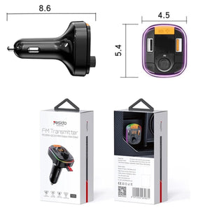 YESIDO Y45 Bluetooth 5.0 FM Transmitter Car Charger