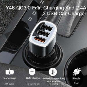 YESIDO Y46 Triple USB Fast Charging Car Adapter
