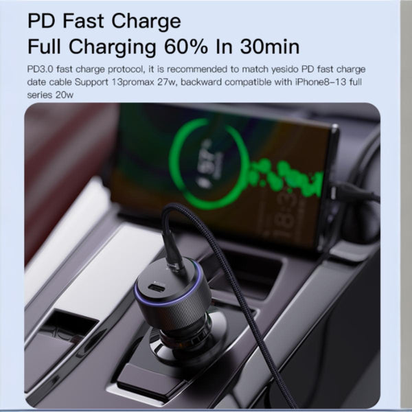 YESIDO Y48 Dual Type-C PD Car Fast Charger