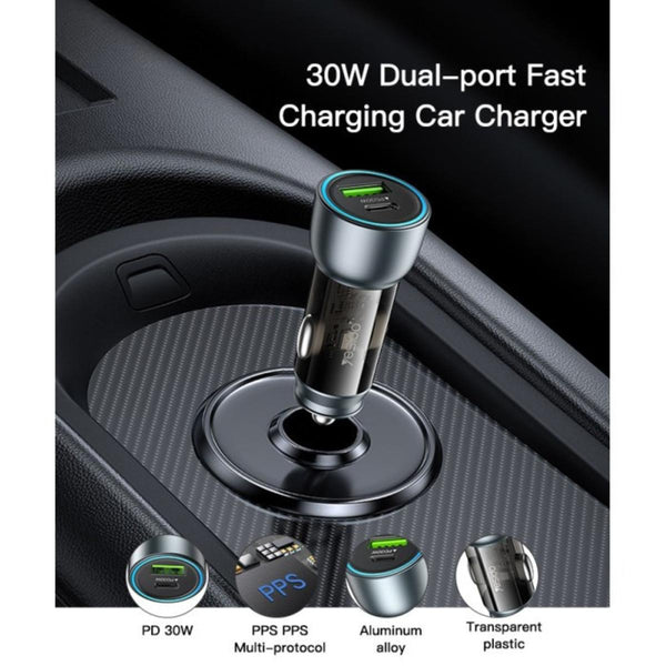 YESIDO Y49 Transparent Dual-Port Car Fast Charger