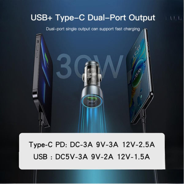 YESIDO Y49 Transparent Dual-Port Car Fast Charger