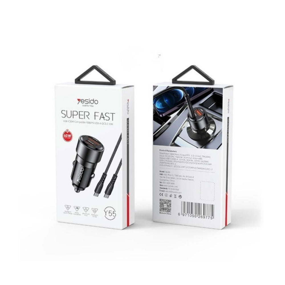 YESIDO Y55 High-Power 60W Car Fast Charger