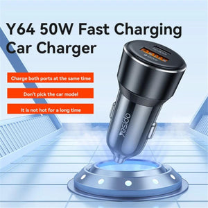 YESIDO Y64 50W USB + Type-C Dual Port Car Charger