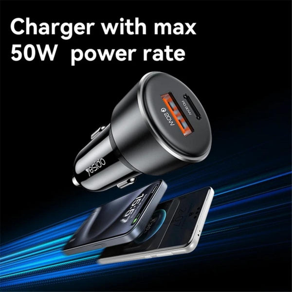 YESIDO Y64 50W USB + Type-C Dual Port Car Charger