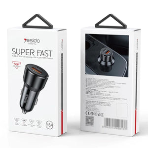 YESIDO Y64 50W USB + Type-C Dual Port Car Charger