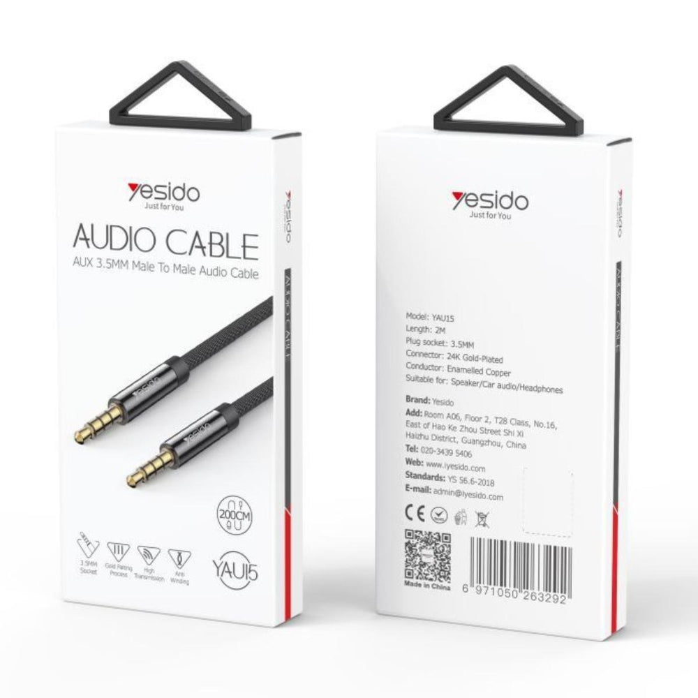 YESIDO YAU15 2m 3.5mm AUX Audio Connection Cable