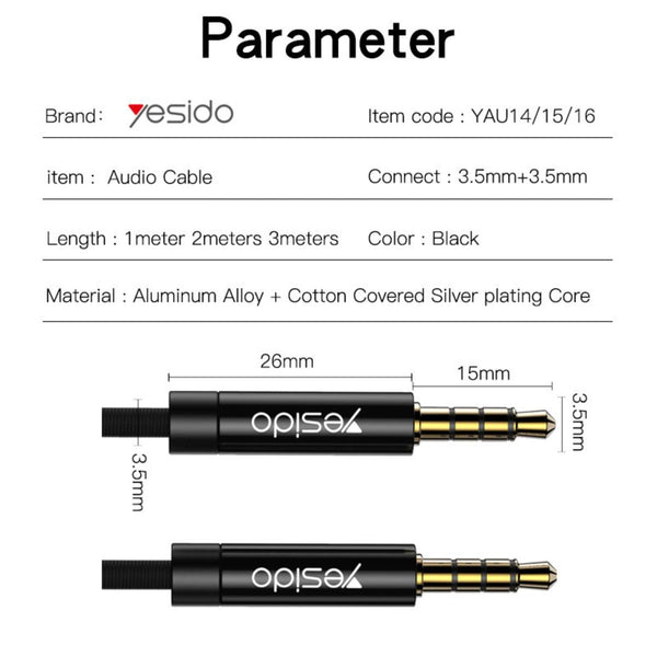 YESIDO YAU16 3m 3.5mm AUX Audio Connection Cable