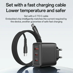 YESIDO YC144C 65W GaN 3-Port Fast Charger