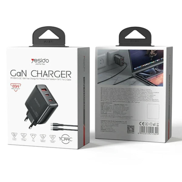 YESIDO YC144C 65W GaN 3-Port Fast Charger