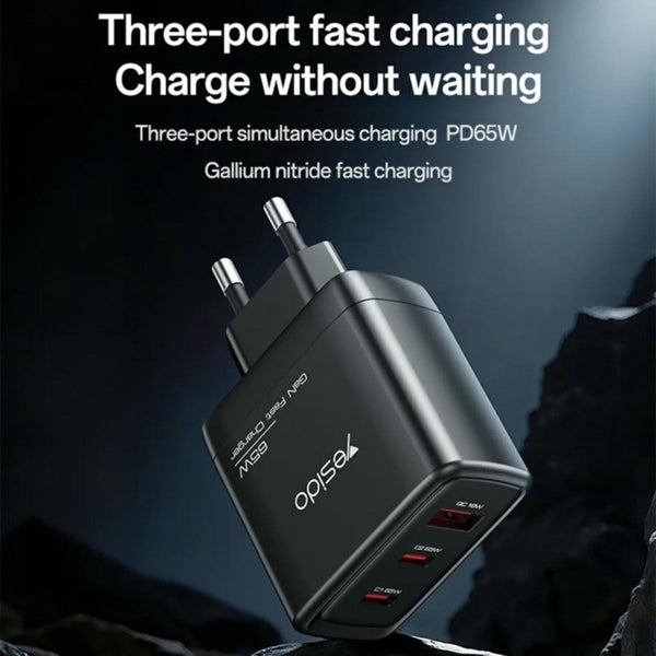 YESIDO YC144C 65W GaN 3-Port Fast Charger