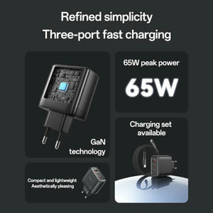 YESIDO YC144C 65W GaN 3-Port Fast Charger