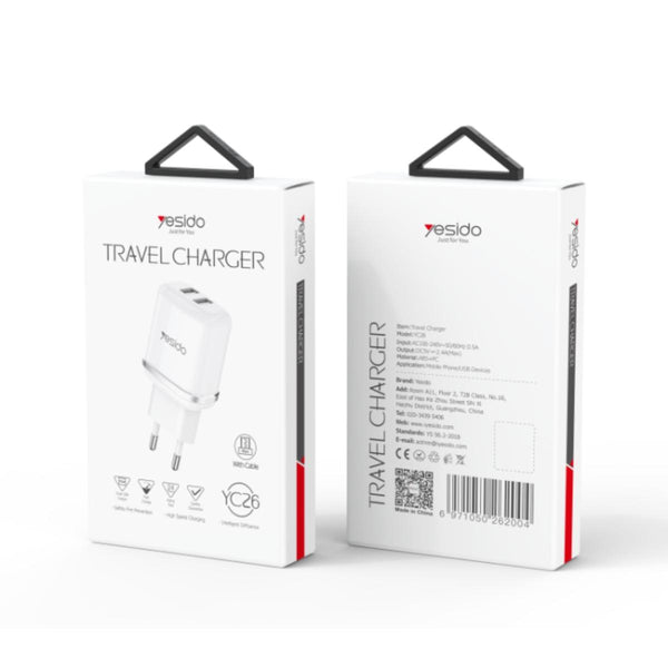YESIDO YC26 Dual USB Fast Charging Adapter