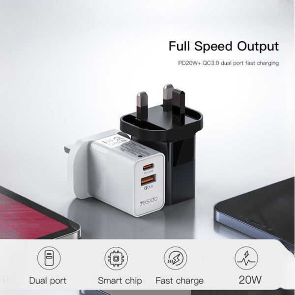 YESIDO YC32 20W Dual-Port Fast Charger