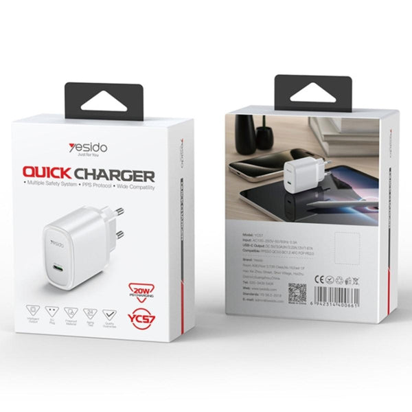 YESIDO YC57C 20W USB-C Fast Charging Adapter