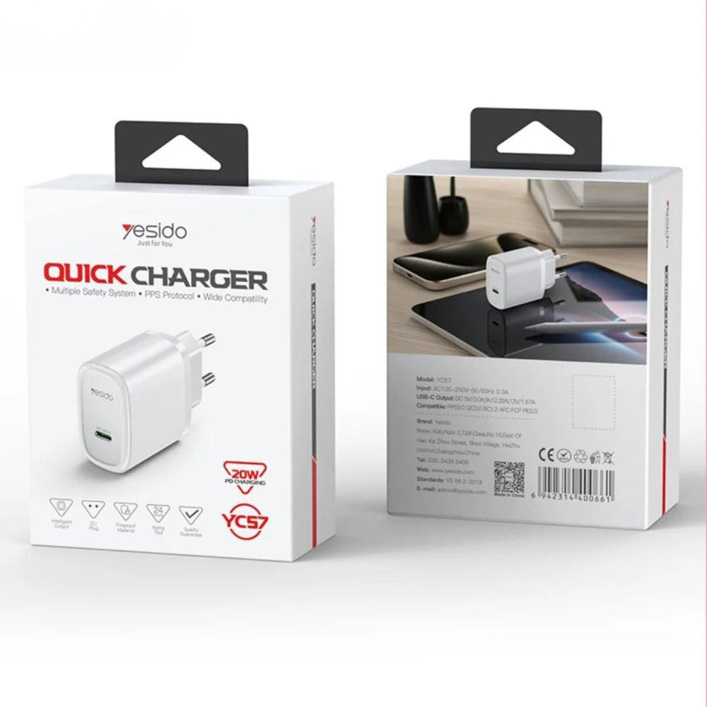YESIDO YC57L 20W Fast Charging Adapter
