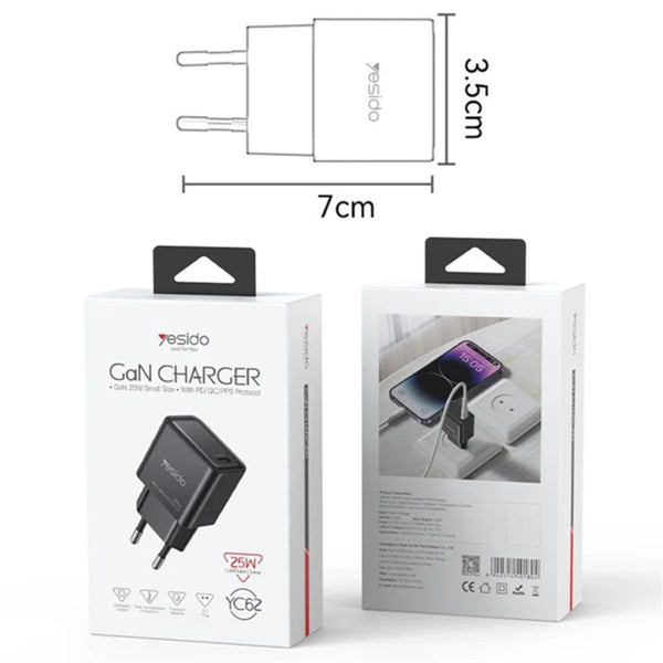 YESIDO YC62 25W GaN PD Fast Charging Adapter