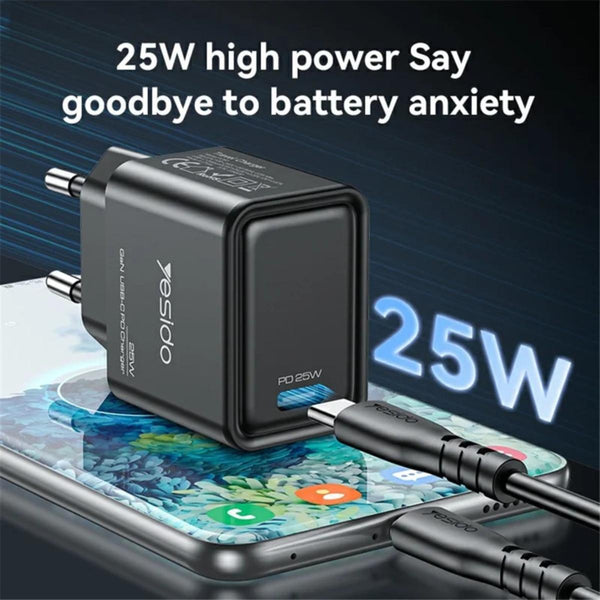 YESIDO YC62 25W GaN PD Fast Charging Adapter