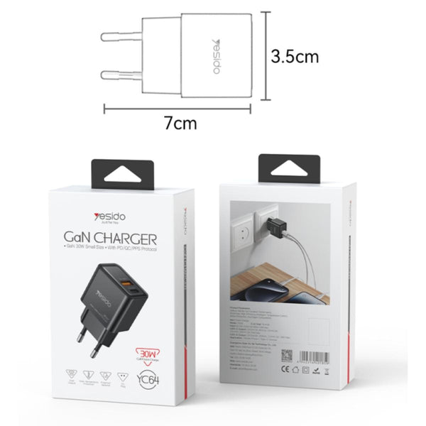 YESIDO YC64 30W GaN Dual-Port Fast Charger
